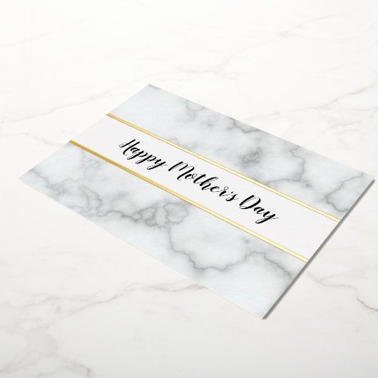 お母さんの日 エレガントな偽大理石 & ゴールド 箔シーズンカード (回転した状態)