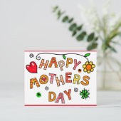 お母さんの日、カラフルデザイン ポストカード (スタンド正面)