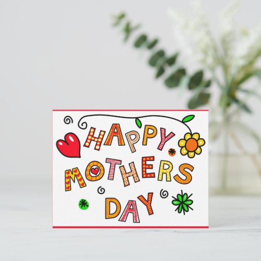 お母さんの日、カラフルデザイン ポストカード (スタンド正面)