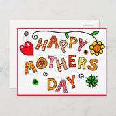お母さんの日、カラフルデザイン ポストカード (正面/裏面)