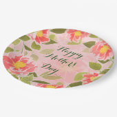 お母さんの日、ピンクのフローラデザイン ペーパープレート (アングル)