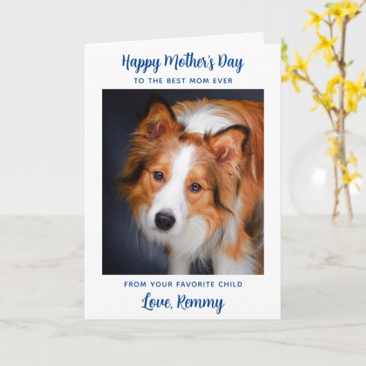 お母さんの日-犬の写真のお気に入りの子ども カード (黄色い花)