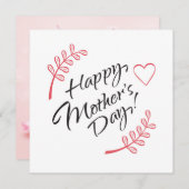 お母さんの日 美しい花のカリグラフィー 招待状 (正面/裏面)