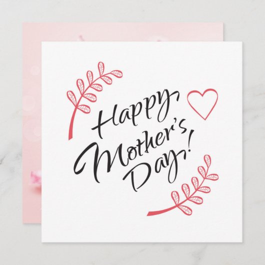 お母さんの日 美しい花のカリグラフィー 招待状 (正面/裏面)