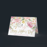 お母さんの日|金ゴールドと赤面のピンクの花 カード<br><div class="desc">この美しい母のデイカードは、美しいピンクと金ゴールドの花がフェイク特徴で、スタイリッシュ金ゴールドフェイクタイポグラフィがある。私たちはLABFの芸術を使いました</div>