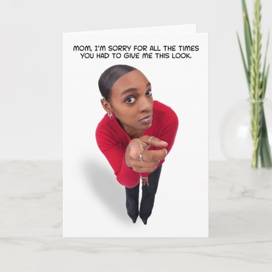 お母さんの日 面白い お母さん あの目線を送る シーズンカード (正面)