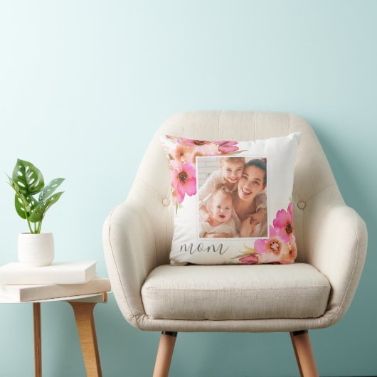 お母さんの母の日の写真の花柄の枕 クッション (椅子)