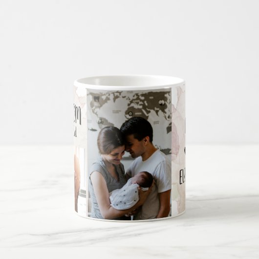 お母さんの水彩画の写真のコラージュ コーヒーマグカップ (中央)