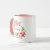 お母さんの水彩画の花のピンクの金ゴールド マグカップ (正面左)