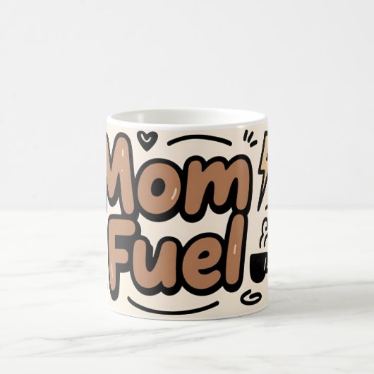 お母さんの活力 面白いタイポグラフィデザイン コーヒーマグカップ (中央)