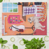 お母さんの裁縫部屋の絵画のラブラドール キッチンタオル (折り畳み)