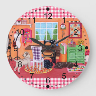 お母さんの裁縫部屋の絵画のラブラドール ラージ壁時計