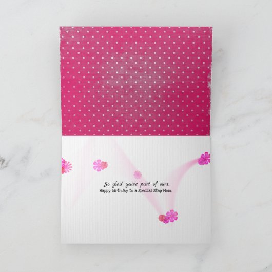 お母さんの誕生日をステップ水玉模様 カード (内部)