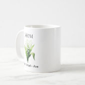 お母さんの誕生月の花と子供の名前を入れたマグ コーヒーマグカップ (正面左)