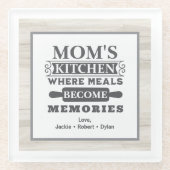 お母さんの食事が思い出のキッチンに素朴なる ガラスコースター (正面)