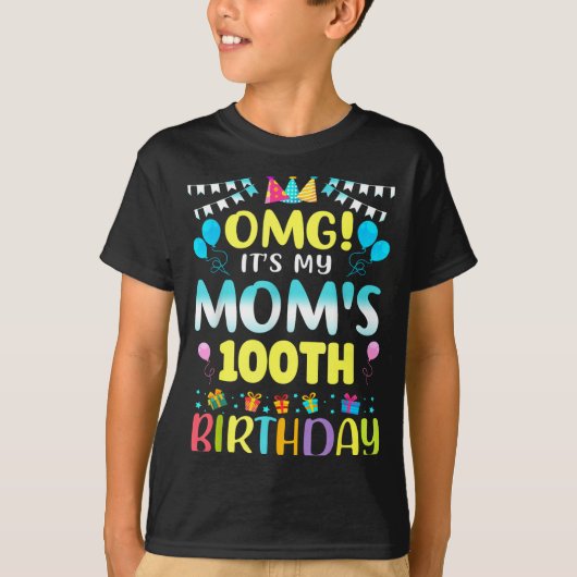 お母さんの100歳の誕生日です 100歳のお祝い Tシャツ (正面)