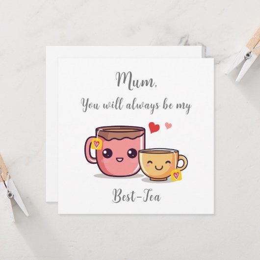 お母さんはいつも最高の私のお茶 |パおもしろいン母の日 カード (正面/裏面インサイチュ)