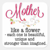 お母さんはお花が好きで美しい スクエアシール (正面)