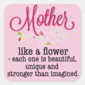 お母さんはお花が好きで美しい スクエアシール (正面)