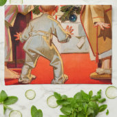 お母さんはサンタクロースに接吻します キッチンタオル (折り畳み)