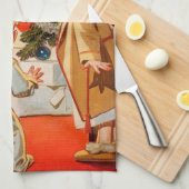 お母さんはサンタクロースに接吻します キッチンタオル (四つ折り)