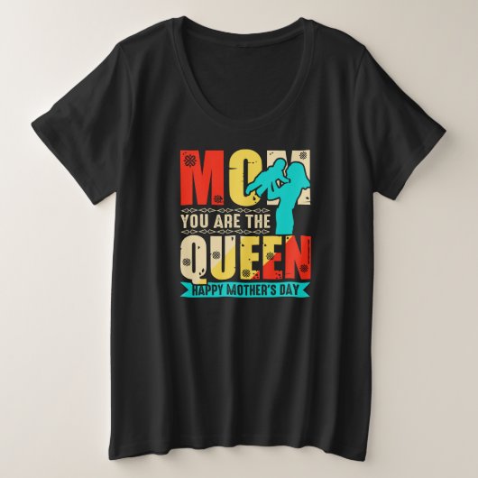 お母さんは女王様 プラスサイズTシャツ (デザイン正面)