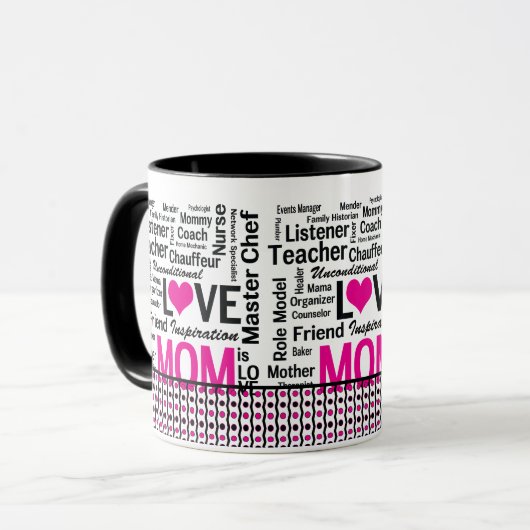 お母さんは愛、母の日、お母さんの誕生日です マグカップ (正面左)