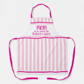 お母さんは甘くてピンクのケーキを焼くストライプ エプロン (正面)