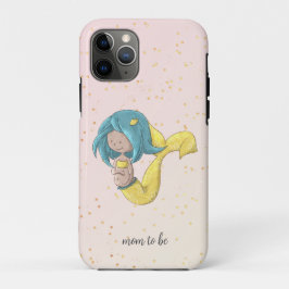 お母さんは青い黄色の尾の妊娠マーメイドになる iPhone 11 PROケース