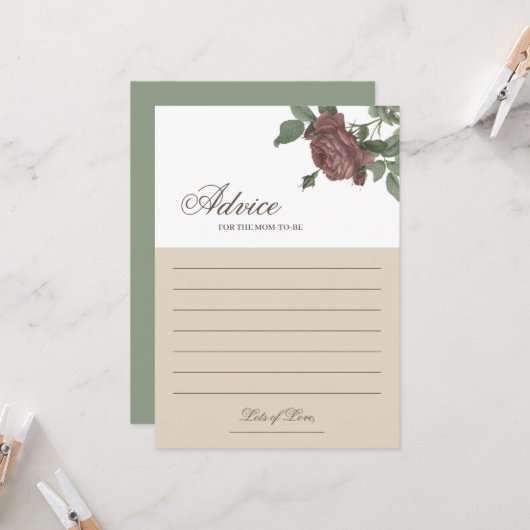 お母さんへのアドバイス バーガンディ ブラッシュ フラワール ゴールド カード (正面/裏面インサイチュ)