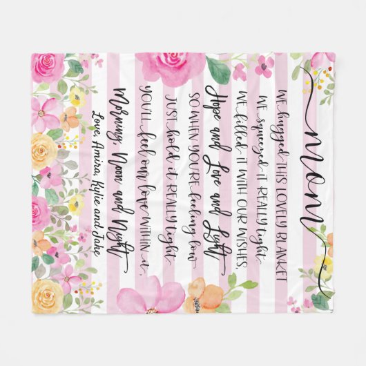 お母さんへのギフト、おばあちゃんギフト、カスタムフローラ フリースブランケット (正面(横))