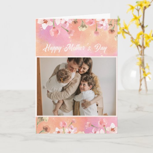 お母さんへの母の日 明るい花のフォトコラージュ カード (黄色い花)