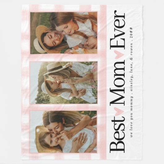 お母さんへの贈り物の日フォトマ最高のマ・ギンガム フリースブランケット (正面)