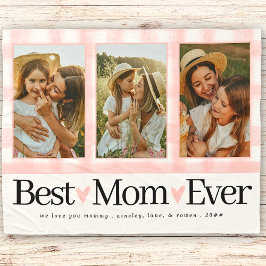 お母さんへの贈り物の日フォトマ最高のマ・ギンガム フリースブランケット