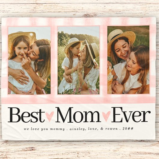 お母さんへの贈り物の日フォトマ最高のマ・ギンガム フリースブランケット