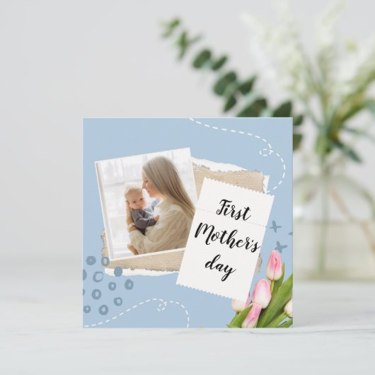 お母さんへ はじめての母の日おめでとう 花の写真グリーティング シーズンカード (スタンド正面)