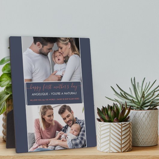 お母さんへ　最初の母の日おめでとう - ２枚の写真でパーソナライズド フォトプラーク