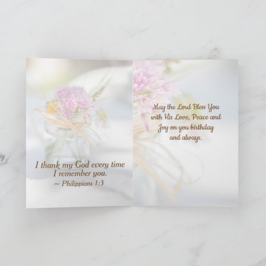 お母さんへ、誕生日の祝福と聖書の言葉 カード (内部)