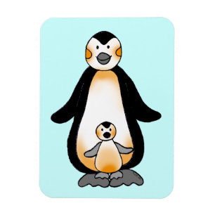 お母さんまたはお父さんおよびベビーのペンギン、ベビーシャワー マグネット