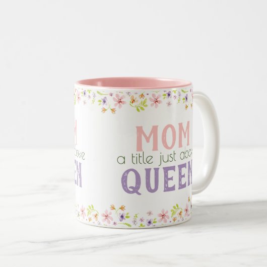 お母さんや春をテーマにした装飾の贈り物 ツートーンマグカップ (正面右)