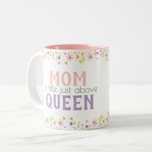 お母さんや春をテーマにした装飾の贈り物 ツートーンマグカップ (正面左)