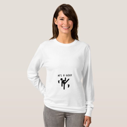 お母さんをお待ちして妊婦のいる Tシャツ (正面フル)