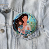 お母さんを愛するキッズ付きボタン 缶バッジ (インサイチュ)