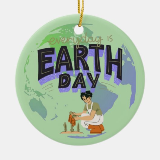 「お母さんを愛せよ、地球の日々」 セラミックオーナメント (正面)