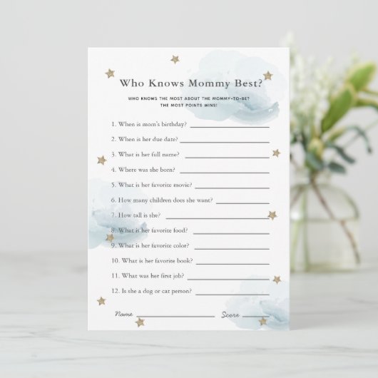 お母さんを知っている星と雲のシャワーゲームブルーカード 招待状 (スタンド正面)