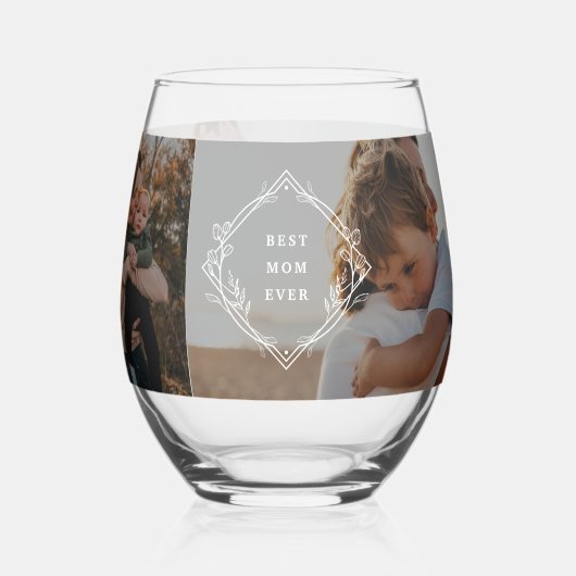 お母さんパーソナライズされたのフォトギャラリー ステムなしワイングラス (左)