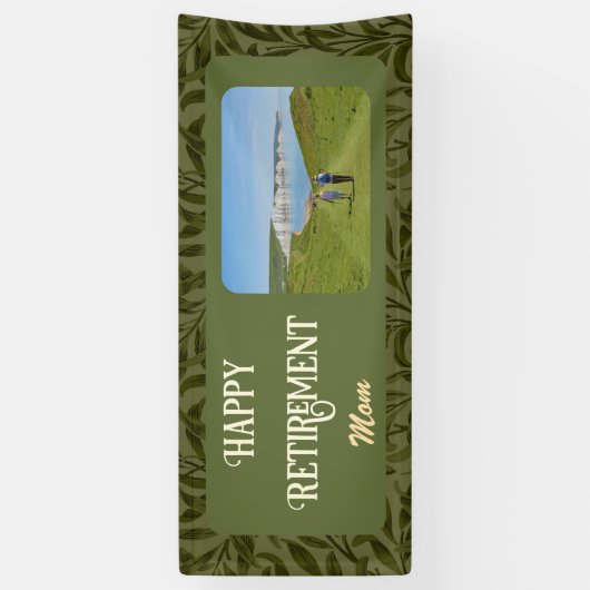 お母さんパーソナライズされたへの定年プレゼント緑 横断幕 (縦)