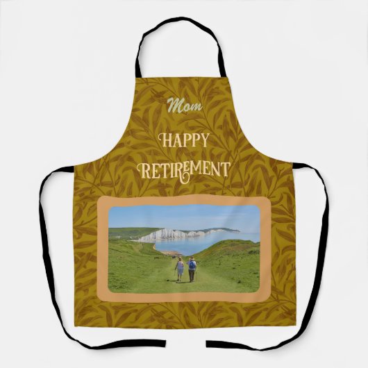 お母さんパーソナライズされたへの幸福な退職金イエロー エプロン (正面)