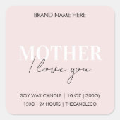 お母さんピンクのキャンドルエレガント スクエアシール (正面)