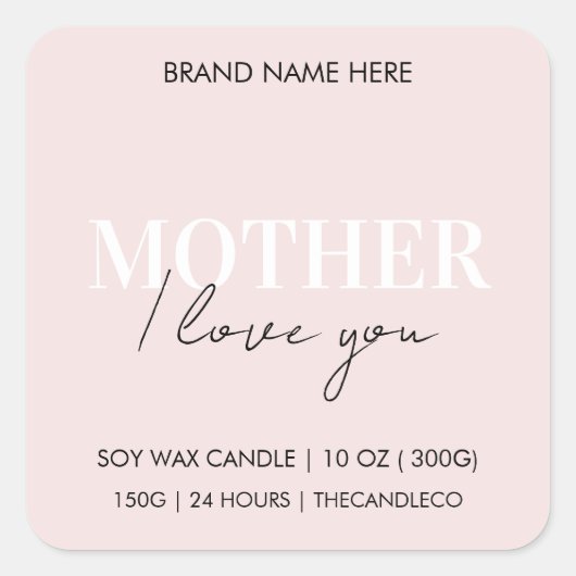 お母さんピンクのキャンドルエレガント スクエアシール (正面)